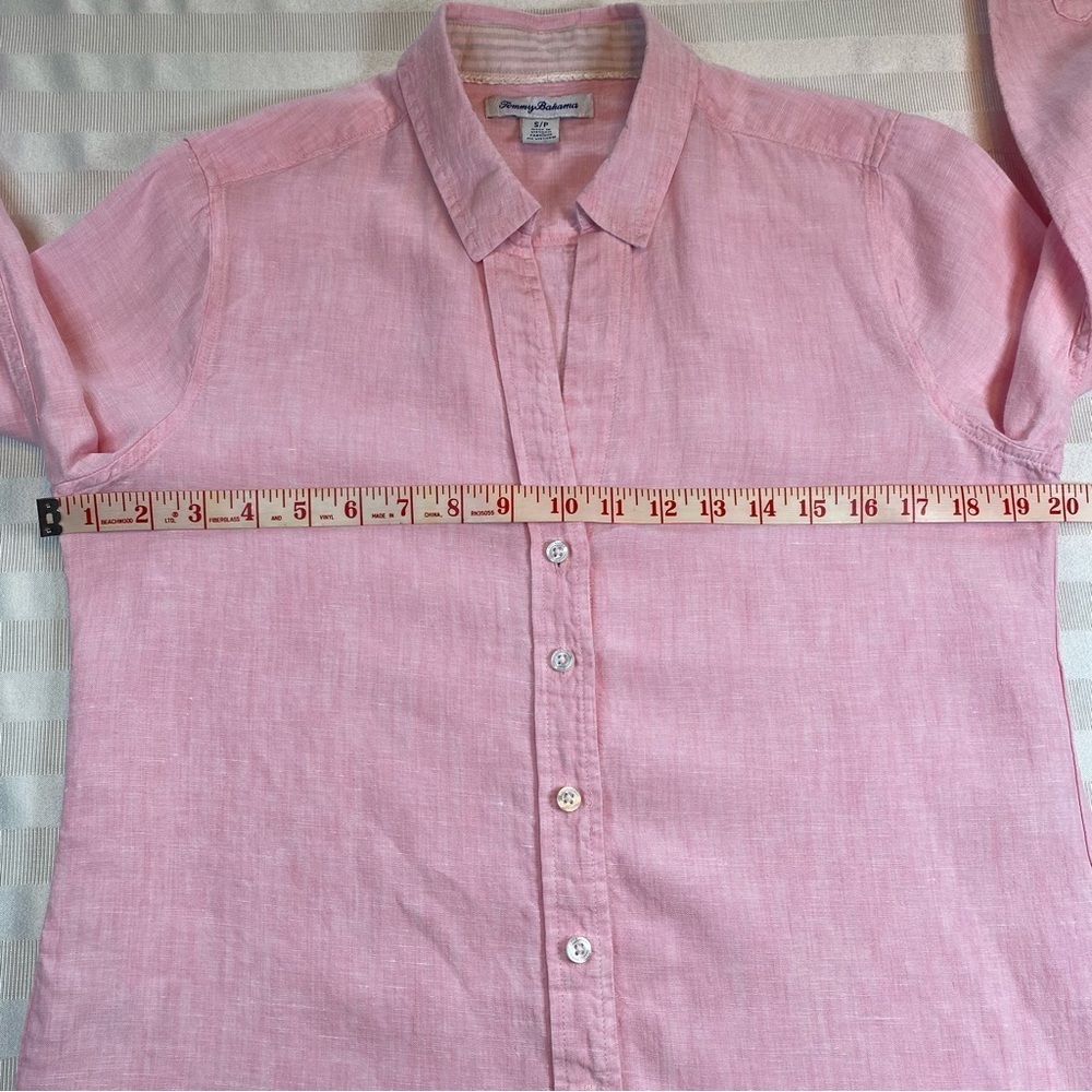 Tommy Bahama 100% Linen Pink Button-Up Shirt Blouse Long Sleeve Sz S/P - Picture 10 of 16